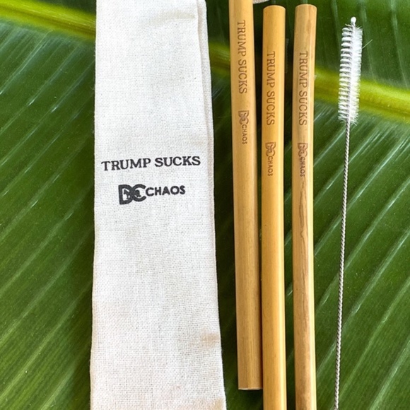 SALE SALE SALE TRUMP SUCKS 2 BAMBOO DRINKING STRAW SETS - Picture 1 of 5